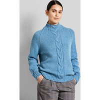 Strickpullover mit Zopfmuster in aqua von Bugatti