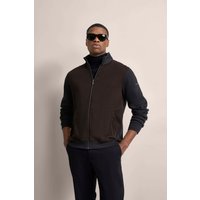 Sweatjacke mit Hahnentrittmuster in braun von Bugatti
