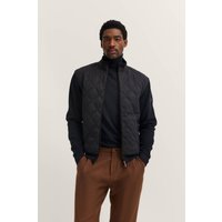 Sweatjacke mit Rautensteppung und Stehkragen in Regular Fit mit Reißverschluss in dunkelgrau von Bugatti
