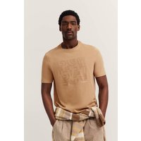 T-Shirt kurzarm mit Logo-Print und Rundhals aus Baumwolle in beige von Bugatti