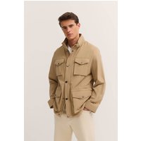 Übergangsfieldjacket mit Stretch, Kapuze & Stehkragen in beige Übergangsfieldjacket mit Stretch, Kapuze & Stehkragen in beige von Bugatti