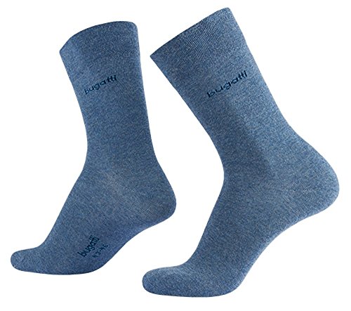 bugatti Basic Mens Socks 3er Pack 6703 434 lt. denim melange blau Strumpf Socken, Größe:43-46 von bugatti
