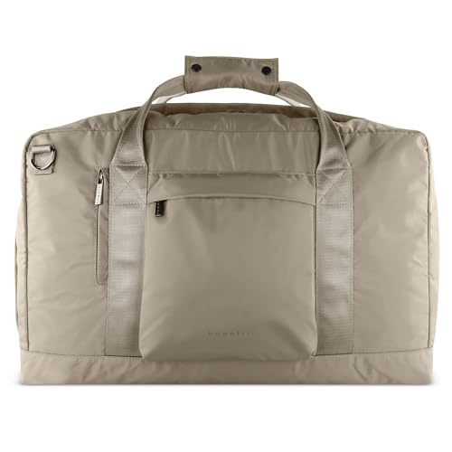 bugatti Elia Herren-Reisetasche aus Nylon, Faltbare Weekender-Tasche mit Laptopfach ca. 17", Taupe von bugatti