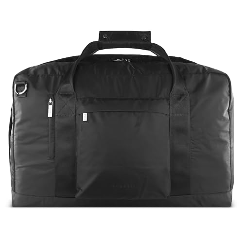 bugatti Elia Herren-Reisetasche aus Nylon, Faltbare Weekender-Tasche mit Laptopfach ca. 17", schwarz von Bugatti