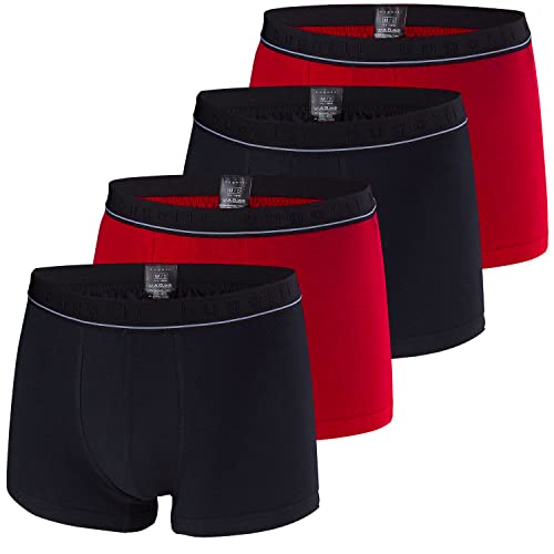 bugatti Herren Boxershorts, Pants, 4 Stück, 50016, 50017 (5, Schwarz/Rot) von bugatti