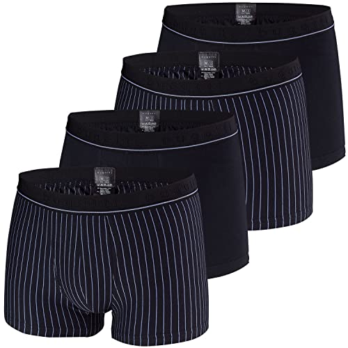 bugatti Herren Boxershorts, Pants, 4 Stück, 50016, 50017 (7, Schwarz/Gestreift) von bugatti