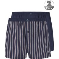 bugatti Herren Boxershorts blau Reine Baumwolle Gestreift,unifarben von Bugatti