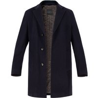 bugatti Herren Mantel blau Wolle unifarben von Bugatti
