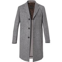 bugatti Herren Mantel grau unifarben,Fischgrat Slim Fit von Bugatti