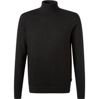 bugatti Herren Rollkragenpullover schwarz unifarben von Bugatti