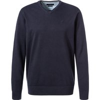 bugatti Herren Pullover blau Baumwolle unifarben von Bugatti