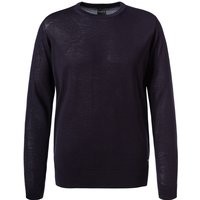 bugatti Herren Pullover blau Wolle unifarben von Bugatti