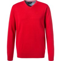 bugatti Herren Pullover rot Baumwolle unifarben von Bugatti