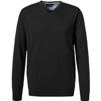 bugatti Herren Pullover schwarz Baumwolle unifarben von Bugatti
