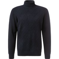 bugatti Herren Rollkragenpullover blau Lammwolle unifarben von Bugatti