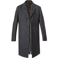 bugatti Herren Mantel braun Wolle unifarben,Fischgrat Slim Fit von Bugatti