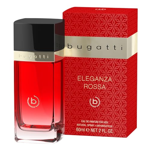 bugatti Parfüm Damen ELEGANZA ROSSA EdP 60ml I Sinnliches Damen Parfüm für jedes Alter und jeden Anlass I Verführerische Kombination aus Pfirsich, Iris & Vanille I Frauen Parfüm floral & fruchtig von Bugatti