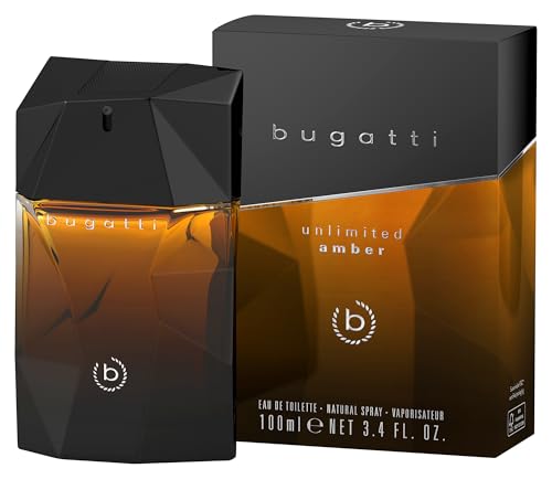 bugatti Parfüm Herren „unlimited amber“ 100 ml I Eau de Toilette Herren mit Bergamotte, Apfel, marinen Noten & Zedernholz I Frisch, elegant & ausgewogen I Aromatisch-ambriertes Männer Parfüm von Bugatti