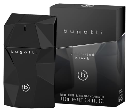 bugatti Parfüm Herren „unlimited black“ 100 ml I Eau de Toilette Herren mit schwarzem Pfeffer, Patchouli, Weihrauch & Amber I Kraftvoll, elegant & modern I Orientalisch-holziges Männer Parfüm von Bugatti