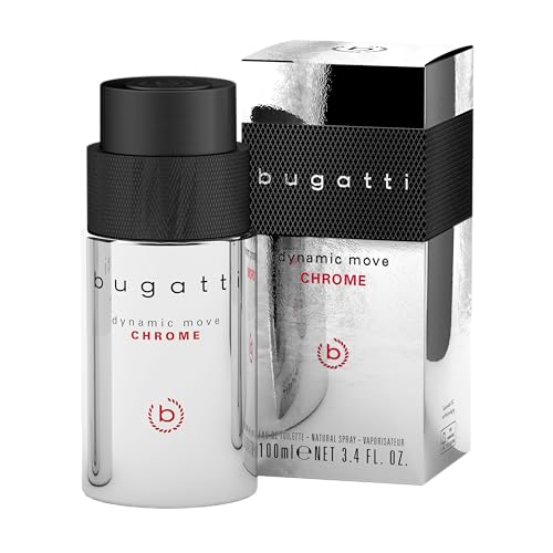 bugatti Parfüm Herren Dynamic chrome 100ml I Orientalisch- Eau de Toilette I sinnlich-starke Kombination aus Kaschmirholz, Moschus & Litschi I fruchtig, frisch & holzig-warm von Bugatti