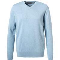 bugatti Herren Pullover blau Baumwolle unifarben von Bugatti