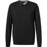 bugatti Herren Pullover schwarz unifarben von Bugatti