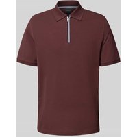 bugatti Regular Fit Poloshirt mit Reißverschluss in Bordeaux, Größe L von Bugatti
