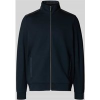 bugatti Regular Fit Sweatjacke aus Viskose-Mix mit Stehkragen in Marine, Größe XXL von Bugatti