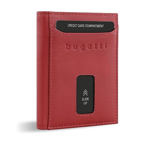 bugatti Secure Slim Mini Börse Spezial mit RV-Münzfach und RFID-Schutz aus Leder, rot von bugatti