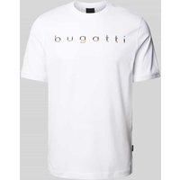 bugatti T-Shirt mit Logo-Print in Weiss, Größe L von Bugatti