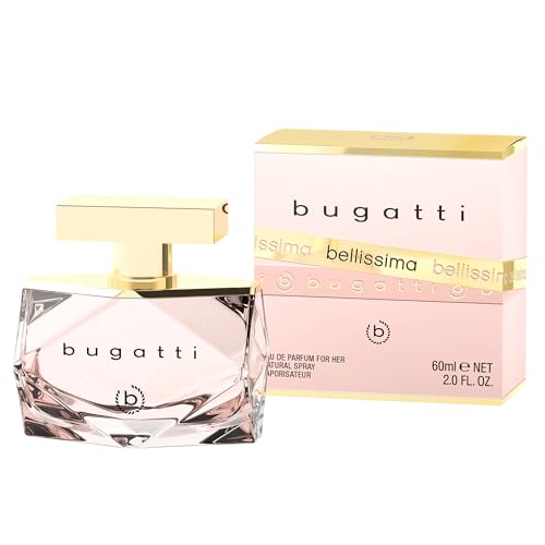 bugatti bellissima rosa Parfüm Damen 60ml I sinnlich-feminines Eau de Parfum Damen mit edlem Flakon I elegante Kombination aus Pfirsich, Rose, Vanille & Moschus I süßes, blumiges Damen Parfüm von Bugatti