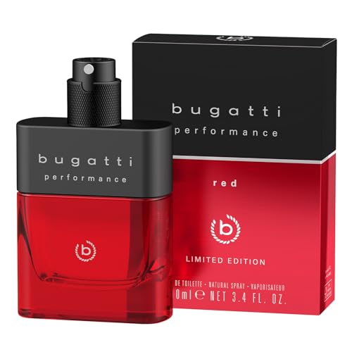 bugatti performance red Parfüm Herren 100ml I Orientalisch-fougères Eau de Toilette Herren Parfüm mit Grapefruit, Lavendel, Patschuli & Sandelholz I Leistungsstark mit maskulinen, warm-waldigen Noten von Bugatti