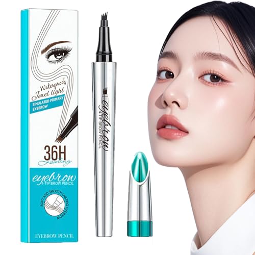 Augenbrauenstift mit vier Zinken, Upgrade M-i-crobla-ding Augenbrauenstift, wasserdichter 4-Spitzen-Augenbrauenstift, mehrere Anwendungen, genaues Design, 1,8 cm, für Frauen von Buhygn