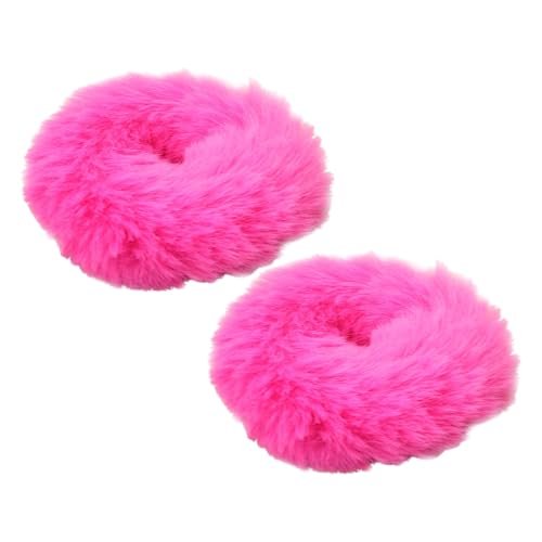 Buhygn Elastische flauschige Haargummis, künstliche Kaninchenfell-Haargummis, Pferdeschwanzhalter-Haarschmuck für Frauen Mädchen (2 Stück der gleichen Farbe) von Buhygn