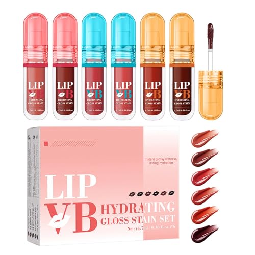 Lip VB Hydrating Gloss -Färbung, glänzender Lippenbalsam -Pack, Feuchtigkeits -Schmollmund -Set, nahrhafte Pflege, glattes, lebendiges Finish, 4,7 ml, für Reisen, Partys und tägliche Verschleiß von Buhygn