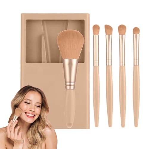 Reise-Make-up-Pinsel-Set, kompakter kleiner Pinsel mit Etui, tragbare Make-up-Pinsel mit Spiegel, notwendiges Reisepinsel-Set, Elite Materialien, 1 Set, für Frauen Notwendigkeiten von Buhygn