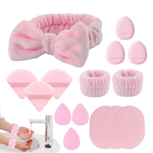 Spa Stirnband Handgelenk Waschband Set, Gesicht Waschen Hautpflege Set, Make-up Stirnbänder Gesicht Waschen Armband, Handlich zu reinigen, Flexibel Bequemlichkeit, 15 Stück/Set für Mädchen von Buhygn