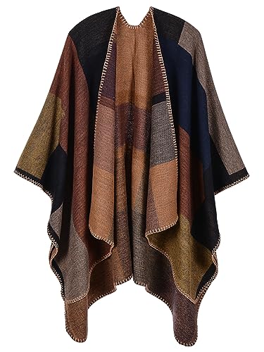 Buicare Damen Poncho Cape Kaschmir-Feeling Schal Strick Cardigan Wickelschal Warm Decke für Herbst und Winter Übergroßer Langer Umhang Geschenk für Mutter (1# Khaki) von Buicare