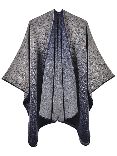 Buicare Damen Poncho Cape Kaschmir-Feeling Schal Strick Cardigan Wickelschal Warm Decke für Herbst und Winter Übergroßer Langer Umhang Geschenk für Mutter (5# Marineblau) von Buicare