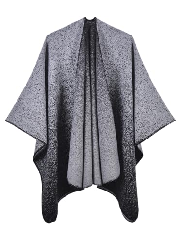 Buicare Damen Poncho Cape Kaschmir-Feeling Schal Strick Cardigan Wickelschal Warm Decke für Herbst und Winter Übergroßer Langer Umhang Geschenk für Mutter (5# Schwarz) von Buicare