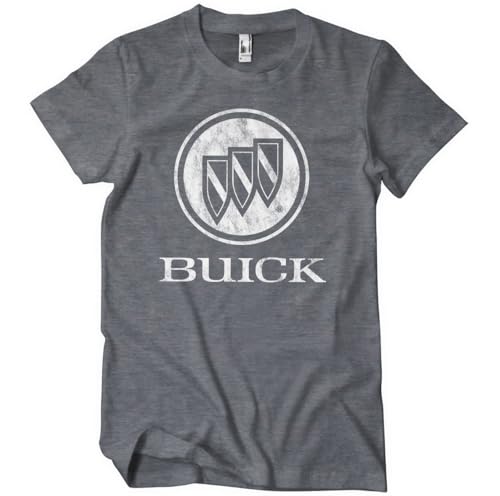 Buick Offizielles Lizenzprodukt Distressed Logo Herren-T-Shirt (Dunkel-Heather), X-Large von Buick