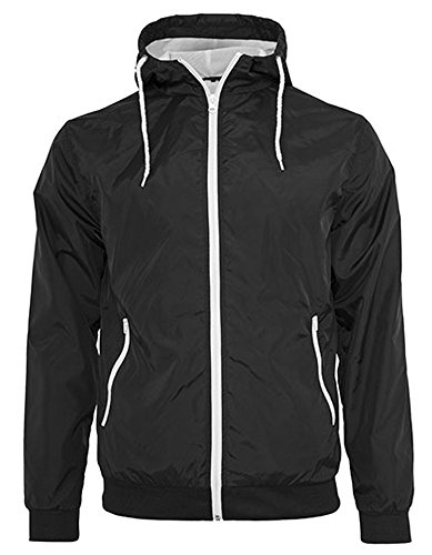 BY016 Windrunner Jacket Herren Jacke Windjacke wasserabweisend XL,Black-White von Build Your Brand