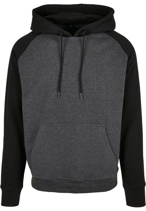 Build Your Brand Basic Raglan Hoody Kapuzenpullover grau schwarz in XXL von Build Your Brand