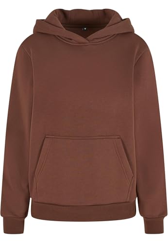 Build Your Brand Women's BY289-Ladies Fluffy Hoody Hooded Sweatshirt, Chocolatebrown, M von Build Your Brand