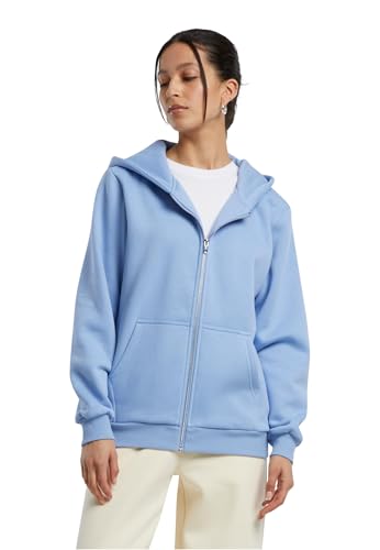 Build Your Brand Women's BY290-Ladies Fluffy Zip Hoody Hooded Sweatshirt, PowderBlue, XL von Build Your Brand