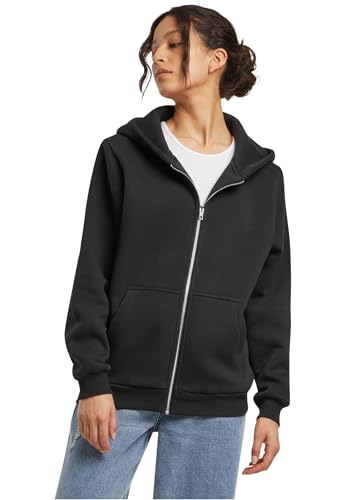 Build Your Brand Women's BY290-Ladies Fluffy Zip Hoody Hooded Sweatshirt, Black, L von Build Your Brand