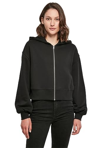 Build Your Brand Damen BY237-Ladies Short Oversized Zip Jacket Kapuzenpullover, Black, XL von Build Your Brand