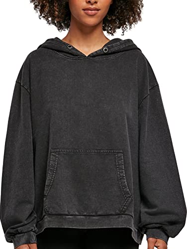 Build Your Brand Damen BY194-Ladies Acid Washed Oversize Hoody Kapuzenpullover, Black, XS von Build Your Brand