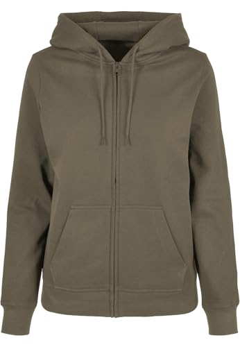 Build Your Brand Damen Ladies Basic Zip Hoody Kapuzenpullover, Olive, L von Build Your Brand