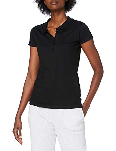 Build Your Brand Damen Ladies Jersey Polo T Shirt, Schwarz, XL EU von Build Your Brand